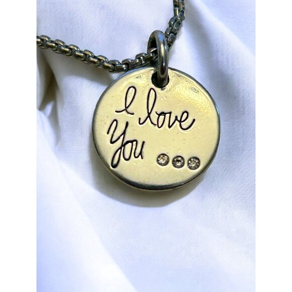 Romantic "I Love You" Necklace With Rose & Crystal Accents  20" Chain - Picture 5 of 10